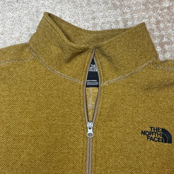 Men's The North Face Textured Cap Rock ¼ Zip Pullover Sweatshirt Jacket L Gold - Picture 6 of 12